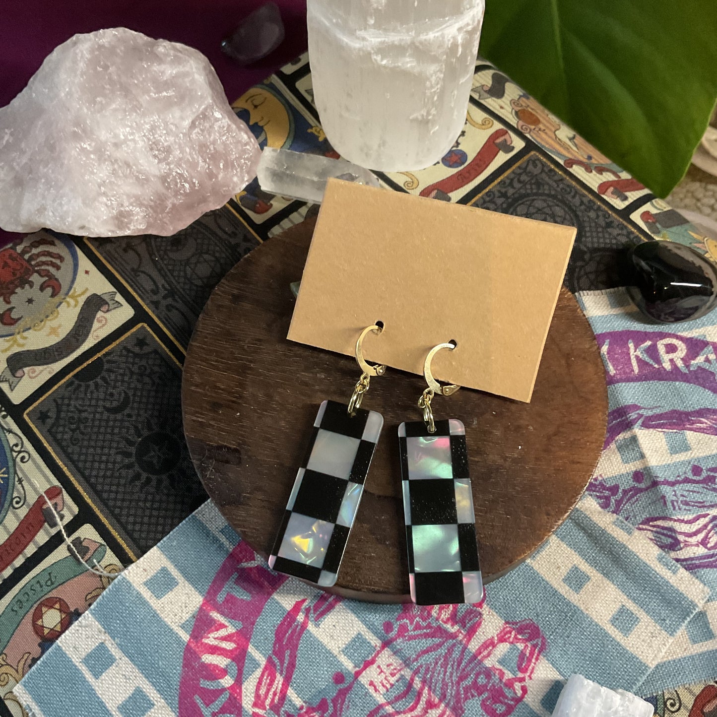 Iridescent Checker earrings