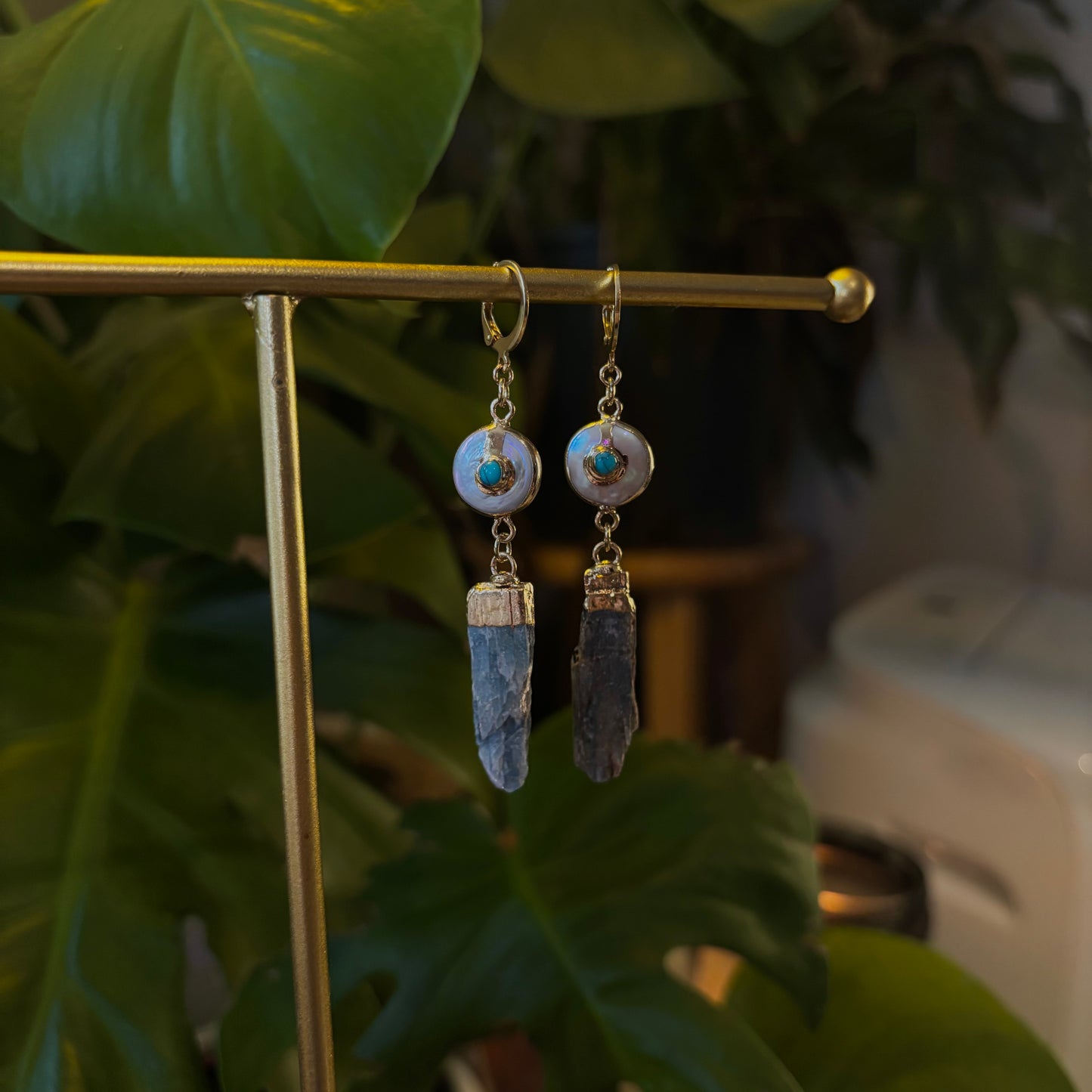 Pearl Kyanite Earrings