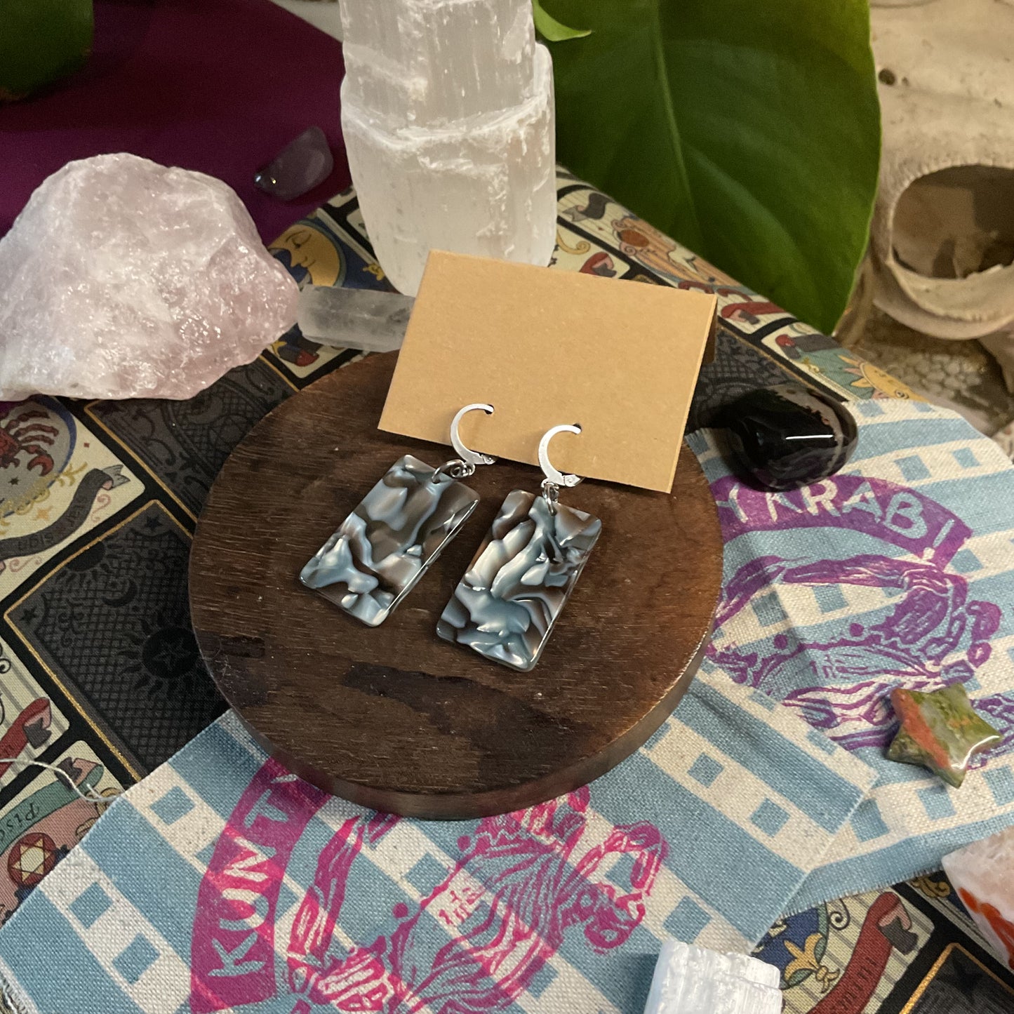 Iridescent slab earrings