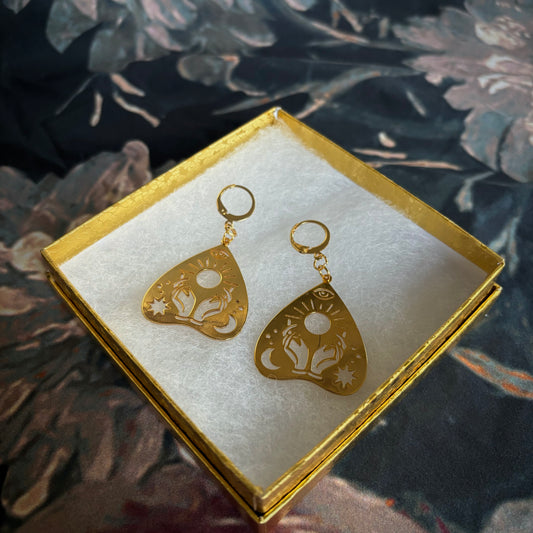 Spooky Planchette Earrings - gold