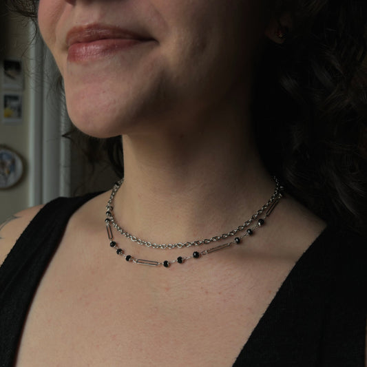 Black and Silver Layer Choker