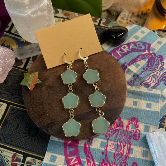 Green Aventurine Flower Earrings