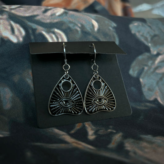 Spooky Planchette Earrings - silver