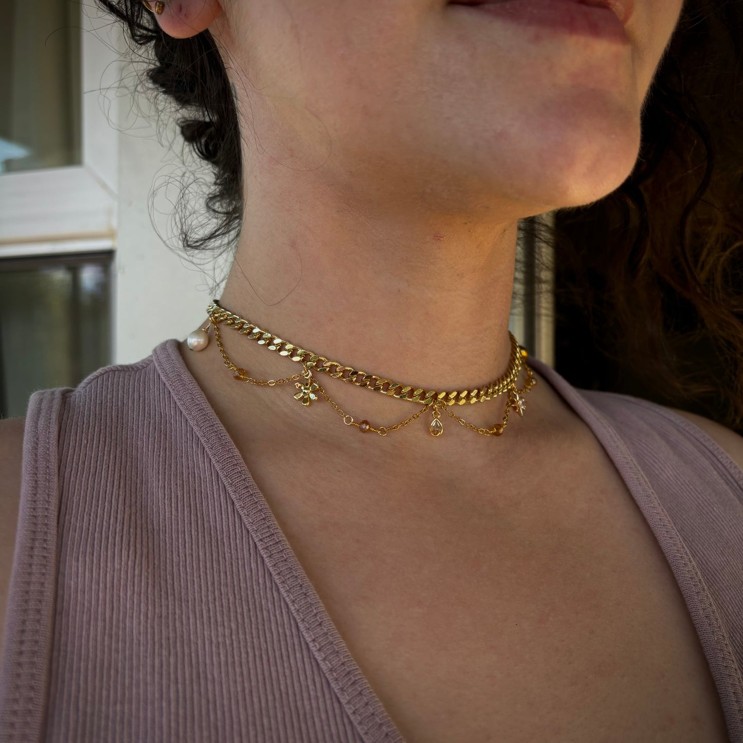 Gold Charm Choker