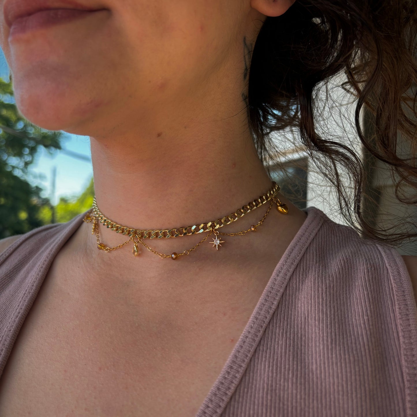 Gold Charm Choker