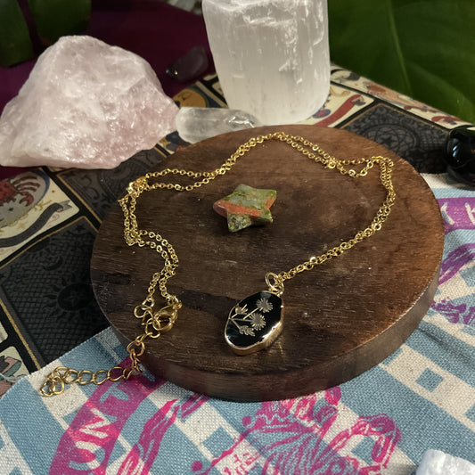 Golden Flower Pendant Necklace