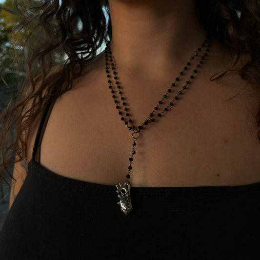 Spooky Black Heart Necklace