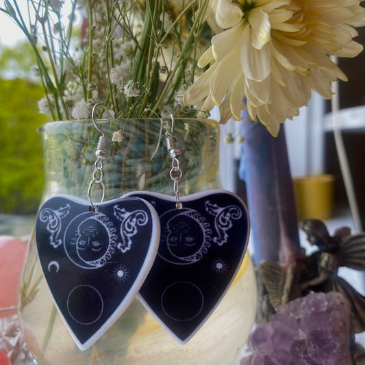 Sun and Moon Spirit Board Planchette Earrings